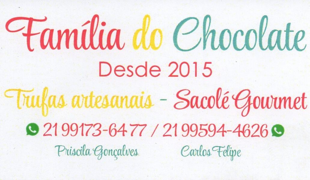 Família do Chocolate - Sacolé Gourmet
